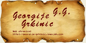 Georgije Grkinić vizit kartica